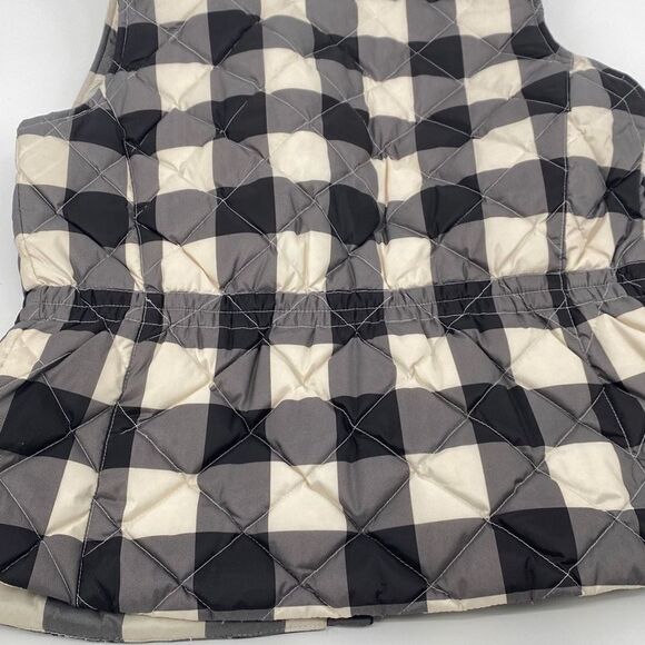 Talbots Down Filled Buffalo Vest Puffer Quilted Check Plaid Zip-Up Black Cream S - Picture 11 of 14